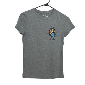 Aeropostale Butterfly Graphic Tee Small Gray Soft Classic Crew Y2K Mallcore